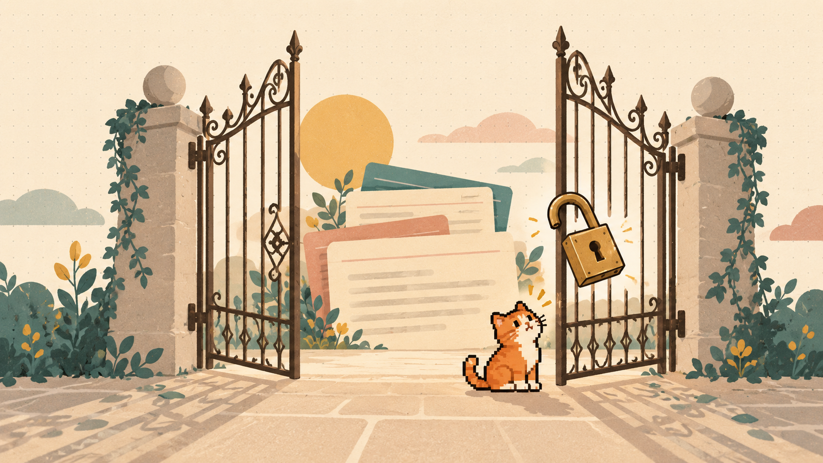 An unlocked garden gateway